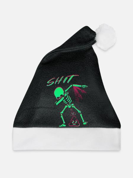 Lustige Skelett - Weihnachtsmütze - Schwarz/Weiß