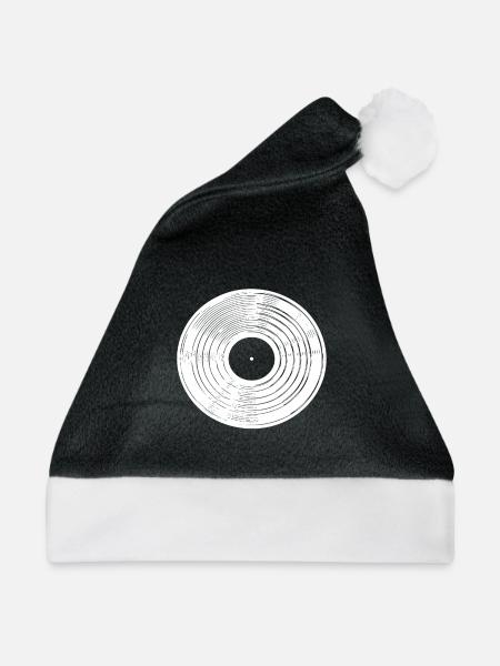 Schallplatten Silhouette - Weihnachtsmütze - Schwarz/Weiß