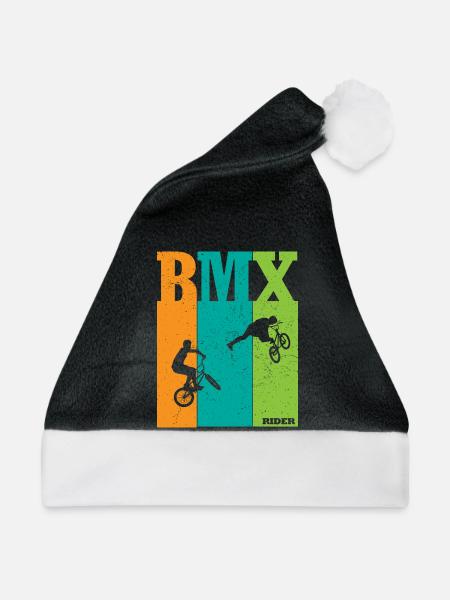 BMX Farbblock Rider Silhouetten - Weihnachtsmütze - Schwarz/Weiß