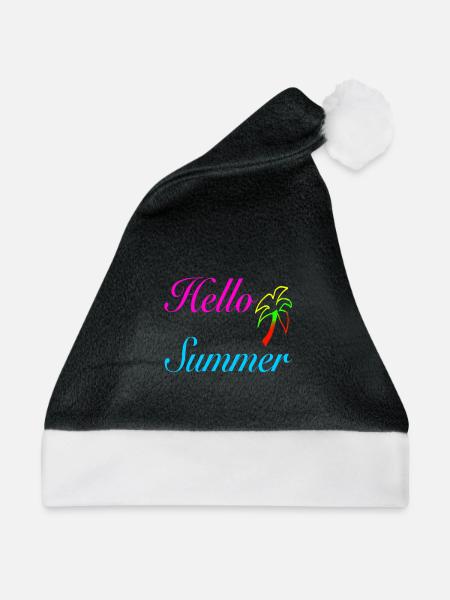 Hello Summer Palmen Neon - Weihnachtsmütze - Schwarz/Weiß