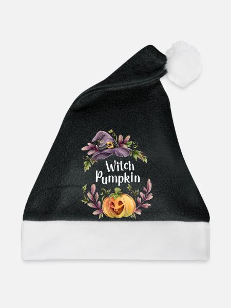 Blumen Hexe Kürbis - Weihnachtsmütze - Schwarz/Weiß