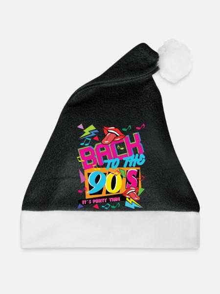 BACK TO THE 90 S IT S PARTY TIME - Weihnachtsmütze - Schwarz/Weiß - Vorne