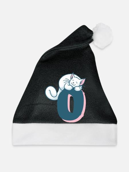 Katze Buchstabe O - Weihnachtsmütze - Schwarz/Weiß
