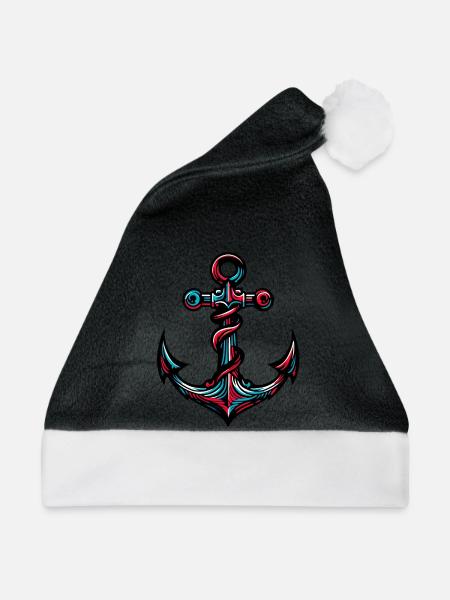 Ein Anker - Weihnachtsmütze - Schwarz/Weiß