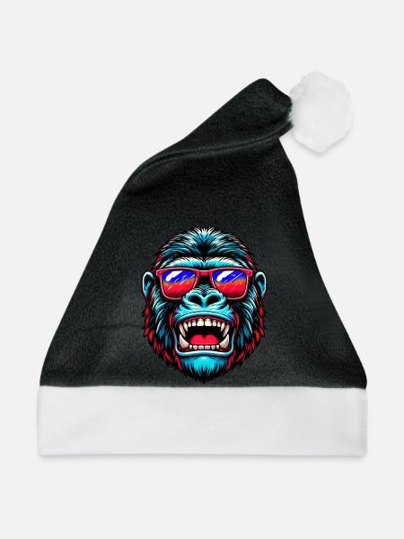 Gorillas mit Sonnenbrille - Weihnachtsmütze - Schwarz/Weiß