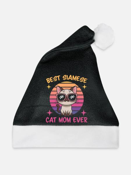Siamkatze Spruch Siamkatze Mama Siamkatze Geschenk - Weihnachtsmütze - Schwarz/Weiß - Vorne