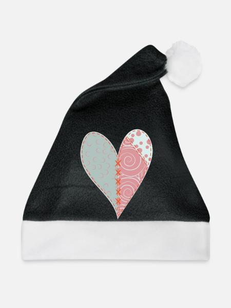Patchwork Herz Nr. 3 - Weihnachtsmütze - Schwarz/Weiß