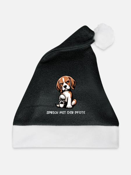 Sprich mit der Pfote Beagle Beaglebesitzer - Weihnachtsmütze - Schwarz/Weiß