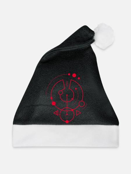 Rotes geometrisches Symbol - Weihnachtsmütze - Schwarz/Weiß