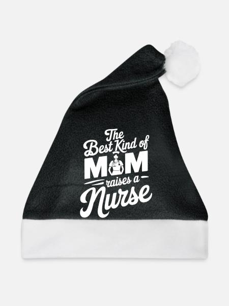 Die beste Mutter zieht eine Krankenschwester groß - Weihnachtsmütze - Schwarz/Weiß - Vorne