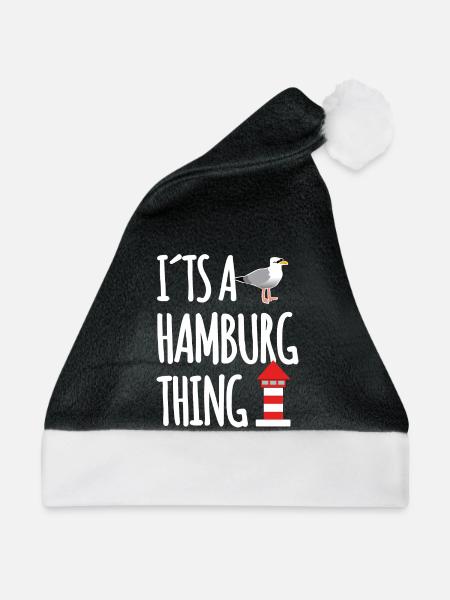 Hamburg Hafen Spruch - Weihnachtsmütze - Schwarz/Weiß - Vorne