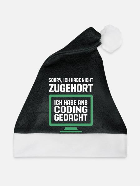 Coding Gedanke am Bildschirm - Weihnachtsmütze - Schwarz/Weiß - Vorne