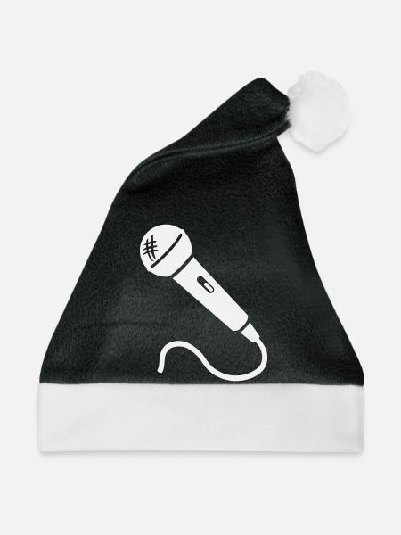 Mikrofon Karaoke Musiker Sänger Mikrophon Singen - Weihnachtsmütze - Schwarz/Weiß - Vorne