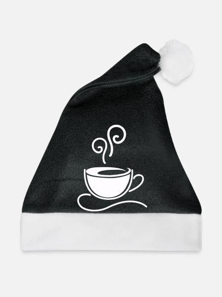 Kaffeetasse Skizzenlinie Dampf - Weihnachtsmütze - Schwarz/Weiß