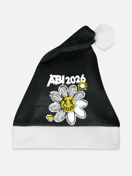 Graffiti Abitur mit gelber Blume Streetwear - Weihnachtsmütze - Schwarz/Weiß - Vorne