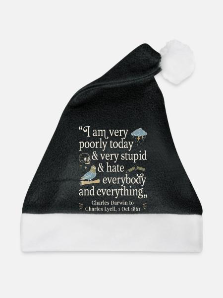 Charles Darwin Lustiges Zitat - Weihnachtsmütze - Schwarz/Weiß - Vorne