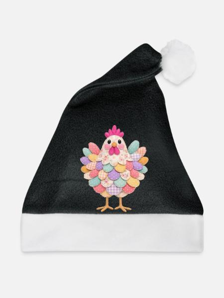 Niedlicher Patchwork-Hennen-Rustikal-Stil - Weihnachtsmütze - Schwarz/Weiß
