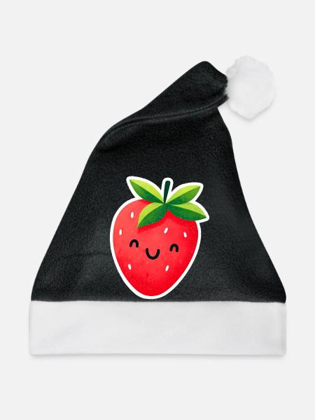 Süßes Erdbeerlächeln - Weihnachtsmütze - Schwarz/Weiß