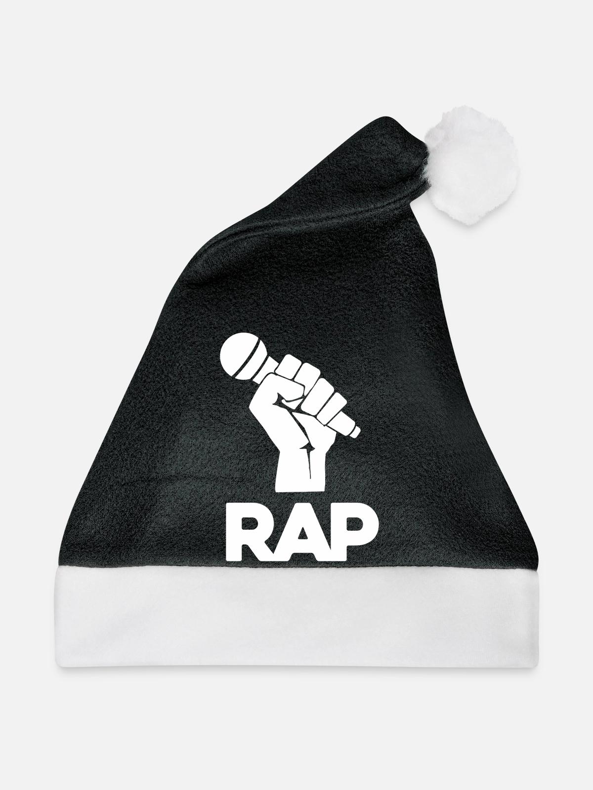 Rap Mic Silhouette - Weihnachtsmütze - Schwarz/Weiß - Vorne
