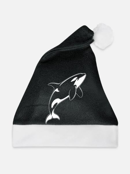 Delfin-Silhouette im Meer - Weihnachtsmütze - Schwarz/Weiß - Vorne