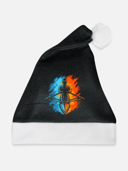 Ruderer Ruderboot Kinder Herren Jungen Rudern - Weihnachtsmütze - Schwarz/Weiß - Vorne