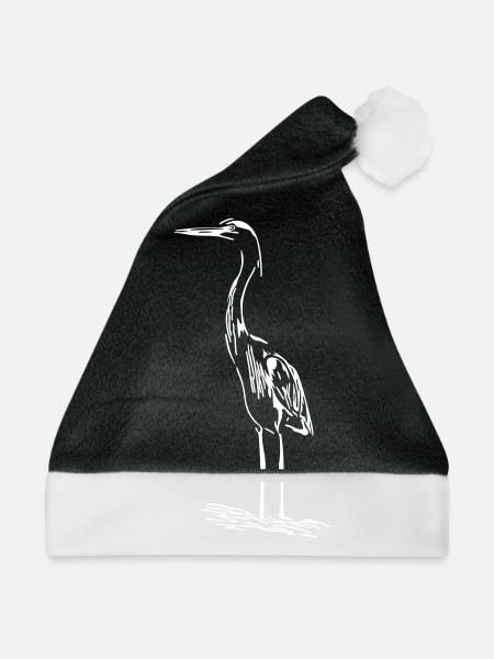 Eleganter Fischreiher - Weihnachtsmütze - Schwarz/Weiß - Vorne