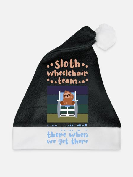 Faultier Rollstuhl Behindert Behinderung Geschenk - Weihnachtsmütze - Schwarz/Weiß