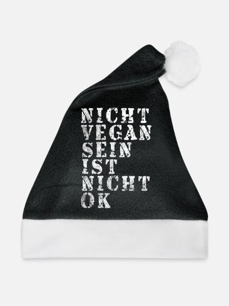 Nicht Vegan Sein Ist Nicht Ok - Weihnachtsmütze - Schwarz/Weiß - Vorne
