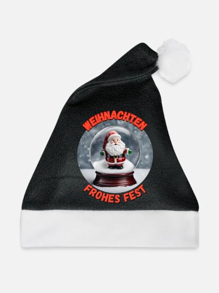 Schneekugel - Weihnachtsmütze - Schwarz/Weiß