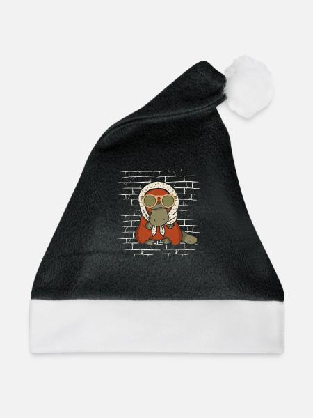Schnabeltier Platypus - Weihnachtsmütze - Schwarz/Weiß - Vorne