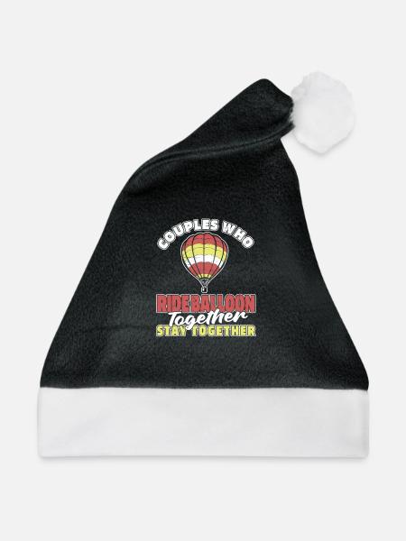 Heißluftballon Ballonfahren Paar - Weihnachtsmütze - Schwarz/Weiß - Vorne