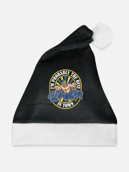 Wrestling Wrestler Humor - Weihnachtsmütze - Schwarz/Weiß - Vorne