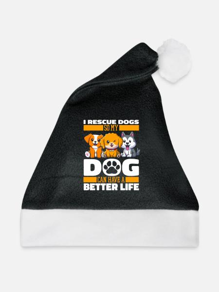 Hund Rettungshund Witzig - Weihnachtsmütze - Schwarz/Weiß
