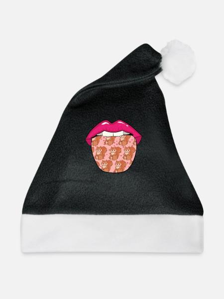 Eichhörnchen Zunge - Weihnachtsmütze - Schwarz/Weiß - Vorne