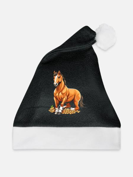 Pferd Reitsport - Weihnachtsmütze - Schwarz/Weiß