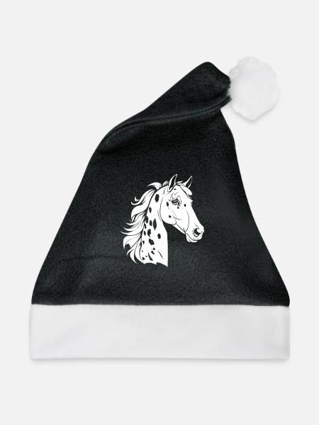 Pferd Reitsport - Weihnachtsmütze - Schwarz/Weiß