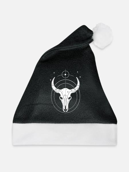 Sternzeichen Stier - Weihnachtsmütze - Schwarz/Weiß - Vorne