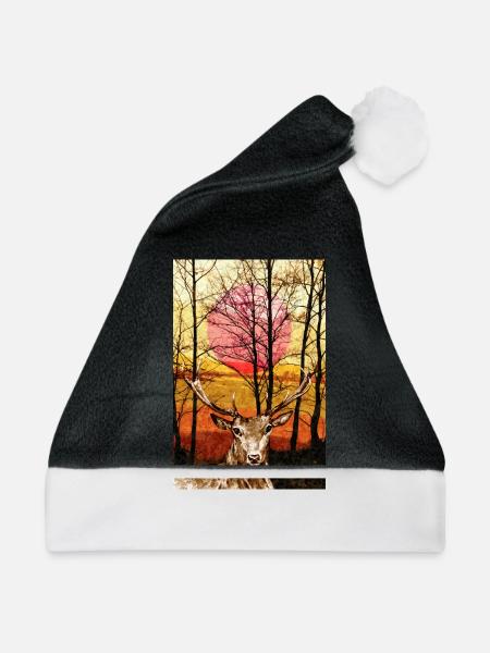 Hirsch - Weihnachtsmütze - Schwarz/Weiß