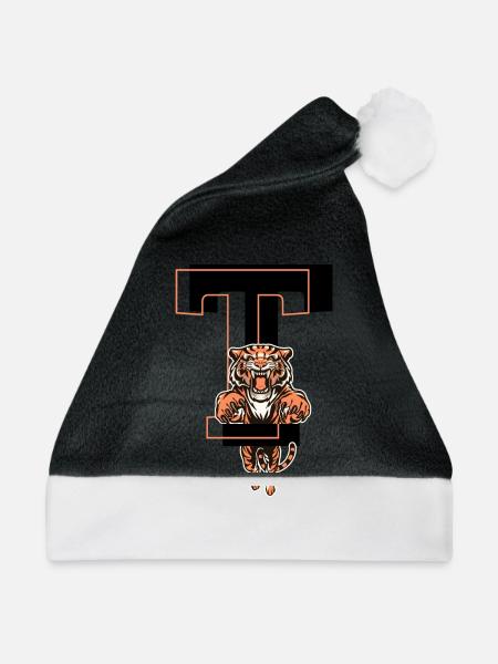 Tiger Buchstabe T - Geschenkidee - Weihnachtsmütze - Schwarz/Weiß