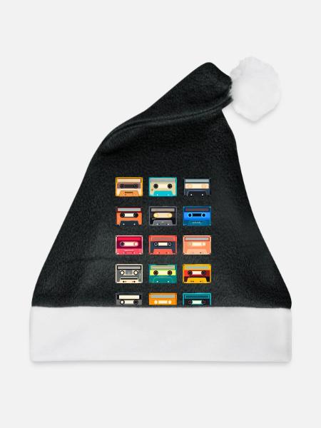 Retro Kassette 70s 80s 90s - Weihnachtsmütze - Schwarz/Weiß