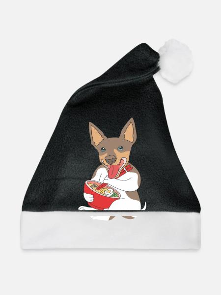 Rat Terrier - Weihnachtsmütze - Schwarz/Weiß - Vorne