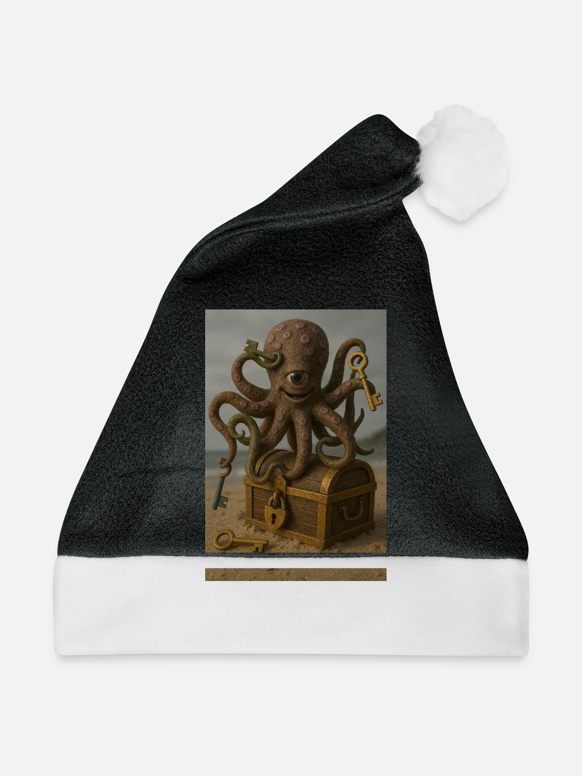 Tintenfisch - Weihnachtsmütze - Schwarz/Weiß - Vorne