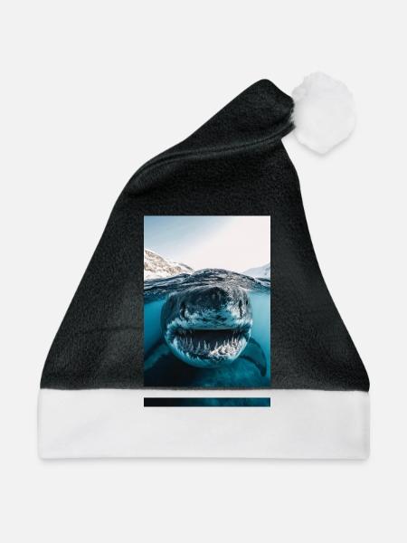 Mega Shark Nahbegegnung - Weihnachtsmütze - Schwarz/Weiß