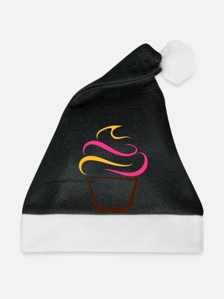 Cupcake Federzeichnung - Weihnachtsmütze - Schwarz/Weiß