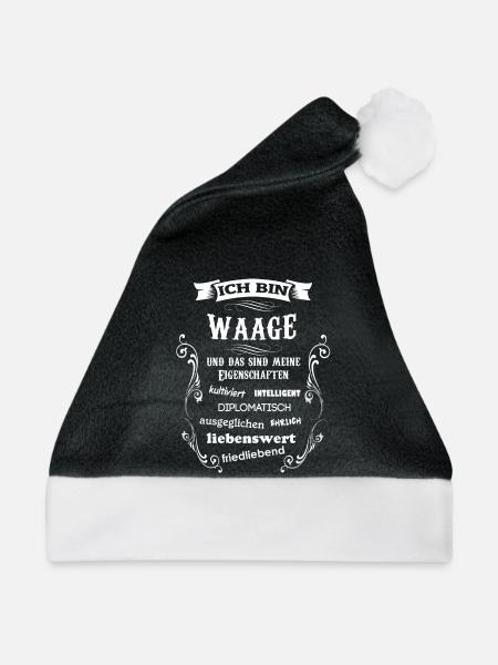 WAAGE - STERNZEICHEN - Weihnachtsmütze - Schwarz/Weiß - Vorne