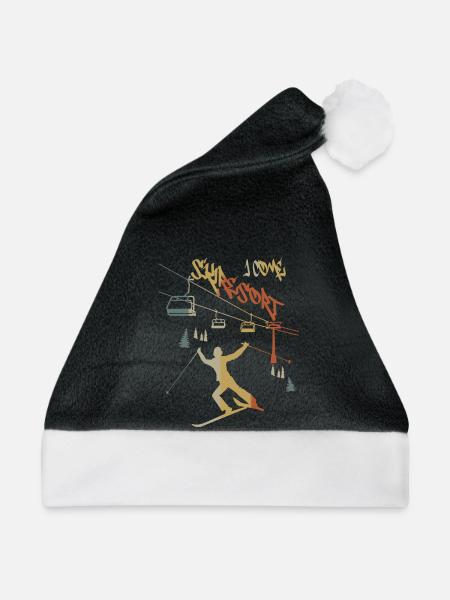 Skiurlaub ich komme ! - Weihnachtsmütze - Schwarz/Weiß - Vorne