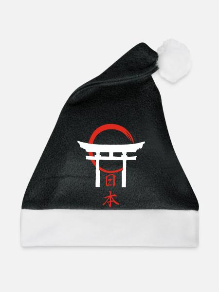 Torii-Tor (Weiß) - Weihnachtsmütze - Schwarz/Weiß