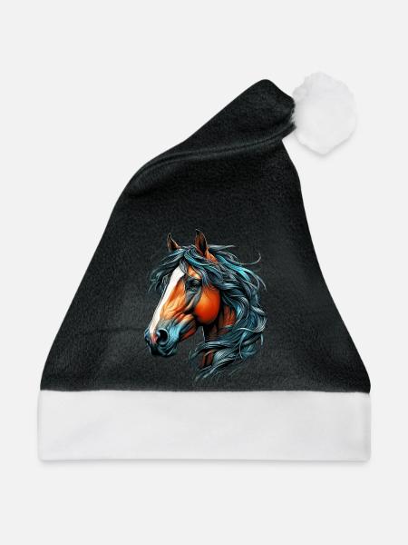 Pferd - Weihnachtsmütze - Schwarz/Weiß