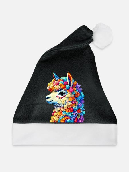 Alpaka - Weihnachtsmütze - Schwarz/Weiß