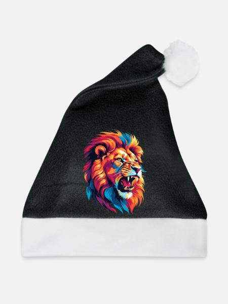 Mehrfarbiger Löwe - Weihnachtsmütze - Schwarz/Weiß